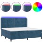 Cama box spring colchón y LED terciopelo azul oscuro 200x200 cm de , Camas y somieres - Ref: Foro24-3139527, Precio: 691,58 €...