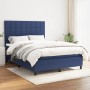 Cama box spring con colchón tela azul 140x190 cm de , Camas y somieres - Ref: Foro24-3141775, Precio: 519,63 €, Descuento: %