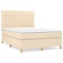 Box spring bed with cream fabric mattress 140x190 cm by , Beds and slatted bases - Ref: Foro24-3142334, Price: 525,60 €, Disc...