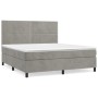 Cama box spring con colchón terciopelo gris claro 180x200 cm de , Camas y somieres - Ref: Foro24-3142977, Precio: 584,99 €, D...