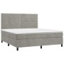 Cama box spring con colchón terciopelo gris claro 180x200 cm de , Camas y somieres - Ref: Foro24-3142977, Precio: 584,99 €, D...