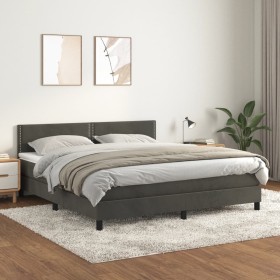 Box spring bed with dark gray velvet mattress 180x200 cm by , Beds and slatted bases - Ref: Foro24-3141258, Price: 535,68 €, ...