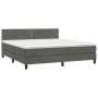 Box spring bed with dark gray velvet mattress 180x200 cm by , Beds and slatted bases - Ref: Foro24-3141258, Price: 537,32 €, ...