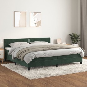 Cama box spring con colchón terciopelo verde oscuro 200x200 cm de , Camas y somieres - Ref: Foro24-3141266, Precio: 592,42 €,...