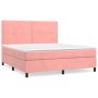 Box spring bed with pink velvet mattress 180x200 cm by , Beds and slatted bases - Ref: Foro24-3142982, Price: 577,13 €, Disco...