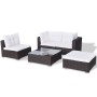 Set muebles de jardín 5 piezas y cojines ratán sintético marrón de vidaXL, Conjuntos de jardín - Ref: Foro24-42739, Precio: 3...