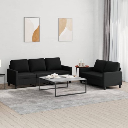 Sofagarnitur mit 2 Stück Kissen aus schwarzem Stoff von , Sofas - Ref: Foro24-3201464, Preis: 544,17 €, Rabatt: %