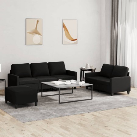 3-piece sofa set with black fabric cushions by , Sofas - Ref: Foro24-3201472, Price: 598,79 €, Discount: %