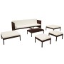 Set muebles de jardín 6 piezas y cojines ratán sintético marrón de vidaXL, Conjuntos de jardín - Ref: Foro24-43009, Precio: 3...