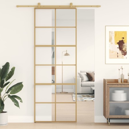 Goldene Schiebetür aus transparentem ESG-Glas und Aluminium von , Türen für zu Hause - Ref: Foro24-155166, Preis: 133,71 €, R...