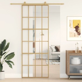 Sliding door made of transparent ESG glass and golden aluminum by , Doors for the home - Ref: Foro24-155172, Price: 146,99 €,...