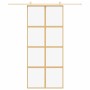 Sliding door made of transparent ESG glass and golden aluminum by , Doors for the home - Ref: Foro24-155185, Price: 162,16 €,...