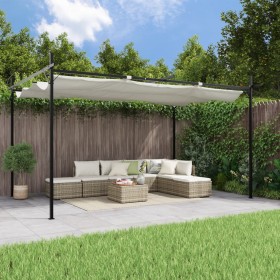 Pérgola con cubierta retráctil color crema 395x292x230 cm de , Carpas y cenadores - Ref: Foro24-360117, Precio: 300,99 €, Des...