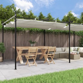 Cream-colored pergola with retractable cover 589x292x230 cm by , Tents and gazebos - Ref: Foro24-360120, Price: 459,99 €, Dis...