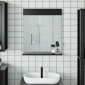 Espejo de baño con estante BERG madera maciza negro 60x12x70cm de , Espejos - Ref: Foro24-358559, Precio: 46,99 €, Descuento: %