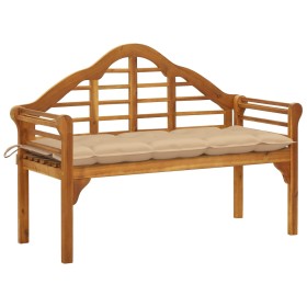 Queen garden bench with cushion solid acacia wood 135 cm by , garden benches - Ref: Foro24-3061422, Price: 224,99 €, Discount: %