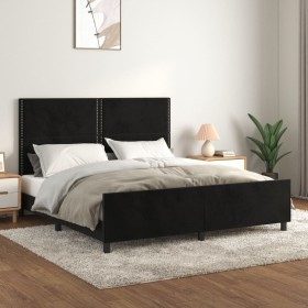 Bed frame with black velvet headboard 180x200 cm by , Beds and slatted bases - Ref: Foro24-3125710, Price: 264,49 €, Discount: %