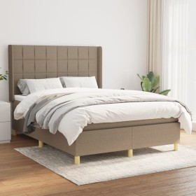 Box spring bed with taupe gray fabric mattress 140x190 cm by , Beds and slatted bases - Ref: Foro24-3131989, Price: 559,03 €,...