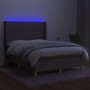 Box spring bed with mattress and LED lights taupe gray fabric 140x190 cm by , Beds and slatted bases - Ref: Foro24-3138873, P...