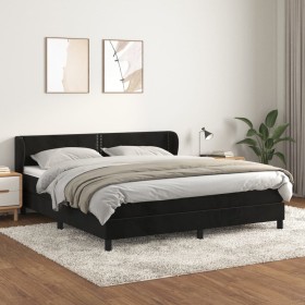 Cama box spring con colchón terciopelo negro 180x200 cm de , Camas y somieres - Ref: Foro24-3127447, Precio: 540,59 €, Descue...