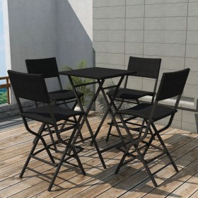 Folding garden dining set 5 pieces poly rattan and black steel by vidaXL, Garden sets - Ref: Foro24-42874, Price: 151,99 €, D...