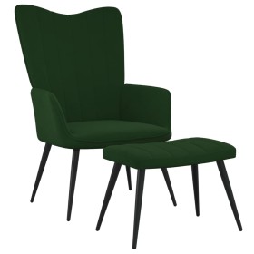 Silla de relajación con taburete terciopelo verde oscuro de , Sillones - Ref: Foro24-327690, Precio: 114,32 €, Descuento: %