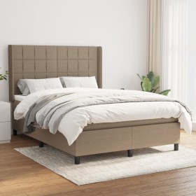 Box spring bed with taupe gray fabric mattress 140x190 cm by , Beds and slatted bases - Ref: Foro24-3131429, Price: 545,27 €,...