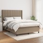 Box spring bed with taupe gray fabric mattress 140x190 cm by , Beds and slatted bases - Ref: Foro24-3131429, Price: 491,99 €,...