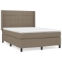 Box spring bed with taupe gray fabric mattress 140x190 cm by , Beds and slatted bases - Ref: Foro24-3131429, Price: 491,99 €,...