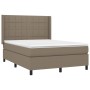 Box spring bed with taupe gray fabric mattress 140x190 cm by , Beds and slatted bases - Ref: Foro24-3131429, Price: 491,99 €,...