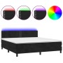 Box spring bed with mattress and LED black velvet 180x200 cm by , Beds and slatted bases - Ref: Foro24-3134359, Price: 549,99...