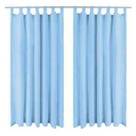 Micro-satin curtains with loops 2 units 140x245cm turquoise by vidaXL, Curtains and curtains - Ref: Foro24-132221, Price: 23,...