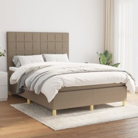 Box spring bed with taupe gray fabric mattress 140x190 cm by , Beds and slatted bases - Ref: Foro24-3142333, Price: 548,57 €,...