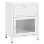 Mesita de noche blanca acero y vidrio 40x30x54,5 cm de vidaXL, Mesitas de noche - Ref: Foro24-336053, Precio: 69,07 €, Descue...