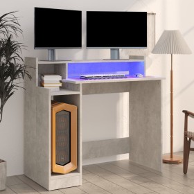 Concrete gray plywood LED desk 97x45x90 cm by , Desks - Ref: Foro24-805556, Price: 65,99 €, Discount: %