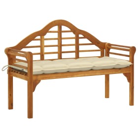 Queen garden bench with cushion, solid acacia wood, 135 cm by , garden benches - Ref: Foro24-3061421, Price: 212,99 €, Discou...