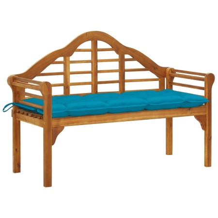 Queen garden bench with cushion, solid acacia wood, 135 cm by , garden benches - Ref: Foro24-3061423, Price: 218,27 €, Discou...