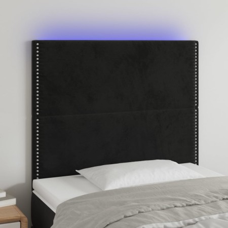 Kopfteil aus schwarzem Samt mit LED-Leuchten, 90 x 5 x 118/128 cm von , Kopf- und Fußteile - Ref: Foro24-3122322, Preis: 76,3...