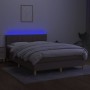 Box spring bed with mattress and LED lights taupe gray fabric 140x190 cm by , Beds and slatted bases - Ref: Foro24-3133713, P...