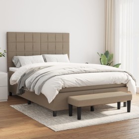 Box spring bed with taupe gray fabric mattress 140x190 cm by , Beds and slatted bases - Ref: Foro24-3136593, Price: 581,32 €,...