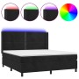 Box spring bed with mattress and LED black velvet 180x200 cm by , Beds and slatted bases - Ref: Foro24-3139519, Price: 717,55...