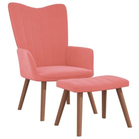 Sillón de relax con taburete terciopelo rosa de , Sillones - Ref: Foro24-327670, Precio: 131,99 €, Descuento: %