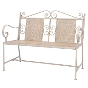 Banco de jardín acero blanco vintage 115 cm de vidaXL, Bancos de jardín - Ref: Foro24-43148, Precio: 152,07 €, Descuento: %