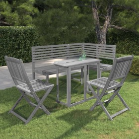 Garden bistro furniture 4 pieces solid gray acacia wood by , Garden sets - Ref: Foro24-3057867, Price: 452,43 €, Discount: %