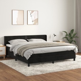 Cama box spring con colchón terciopelo negro 180x200 cm de , Camas y somieres - Ref: Foro24-3130915, Precio: 570,41 €, Descue...