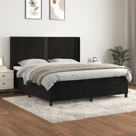 Box spring bed with black velvet mattress 180x200 cm by , Beds and slatted bases - Ref: Foro24-3132635, Price: 619,99 €, Disc...