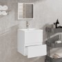 White engineered wood bathroom cabinet with mirror by , Bathroom furniture - Ref: Foro24-804863, Price: 56,87 €, Discount: %