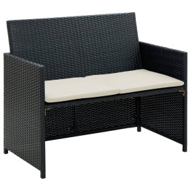 2-seater garden sofa with black synthetic rattan cushions by , Outdoor sofas - Ref: Foro24-43910, Price: 119,75 €, Discount: %