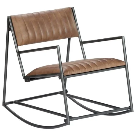 Light brown genuine leather rocking chair by , Rocking chairs - Ref: Foro24-282904, Price: 145,88 €, Discount: %
