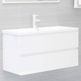 Mueble con lavabo madera de ingeniería blanco brillo de , Tocadores de baño - Ref: Foro24-3071564, Precio: 230,43 €, Descuent...